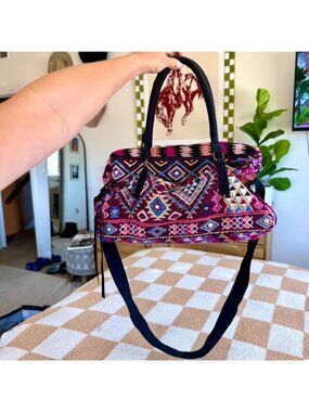 STEPHANIE NICOLE BEADED HANDMADE BOHO BAG SHOULDER PURSE PINK